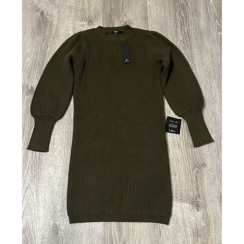 Lulus Ribbed Knit  Long Sleeve Sweater Dress Women's Medium